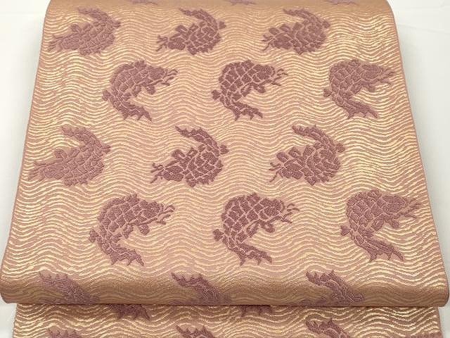 平和屋着物●六通柄　本袋帯　唐織　名物裂　荒磯　金糸　正絹　逸品　CAAX0758yk