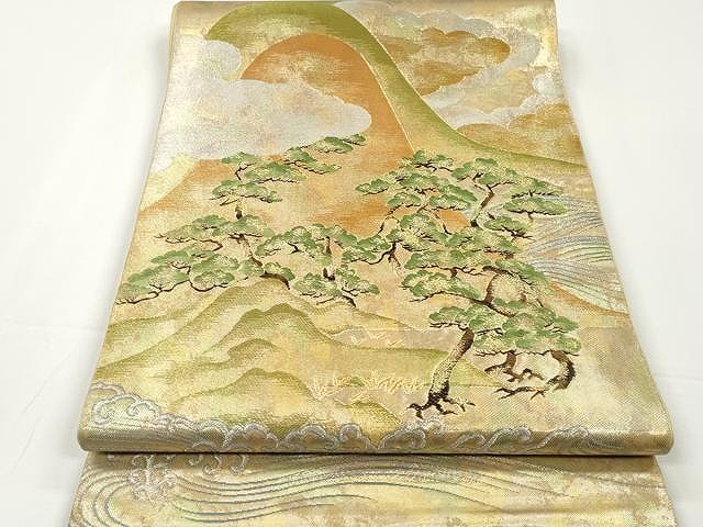 平和屋着物●西陣　川島織物　六通柄　本袋帯　遠山枝松文　金銀糸　引箔　正絹　逸品　CAAX0765yk