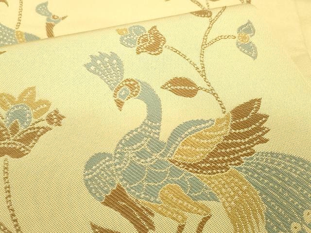 平和屋着物●六通柄　本袋帯　唐織　孔雀花文　正絹　逸品　CAAX0767yk 平和屋着物○六通柄 本袋帯 唐織 孔雀花文 正絹 逸品 CAAX0767yk