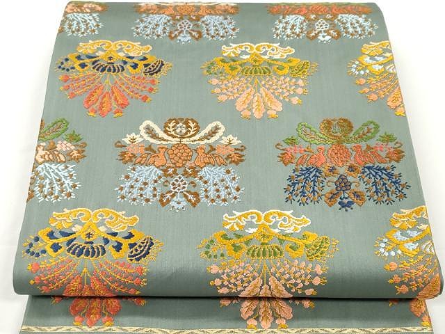 平和屋着物●六通柄袋帯　唐織　草木染　花鳥文　正絹　逸品　CAAX0769yk