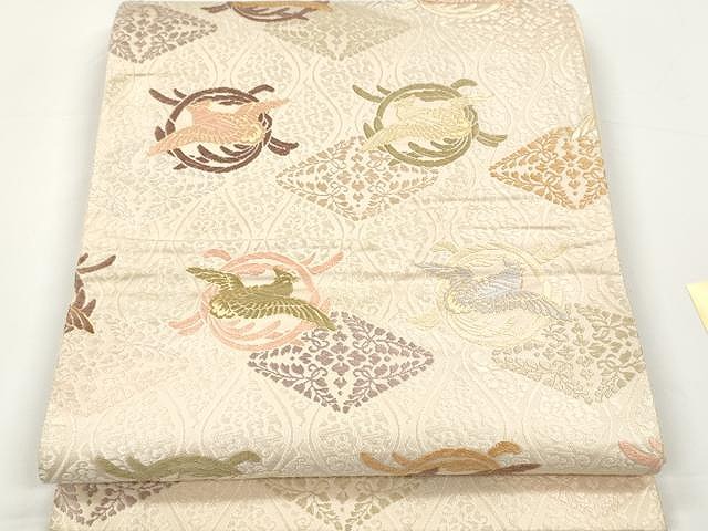 平和屋着物●六通柄袋帯　唐織　吉祥文様　金糸　正絹　逸品　CAAX0784yk