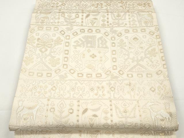 平和屋着物●六通柄　本袋帯　名物裂類錦文　金糸　正絹　逸品　CAAX0785yk