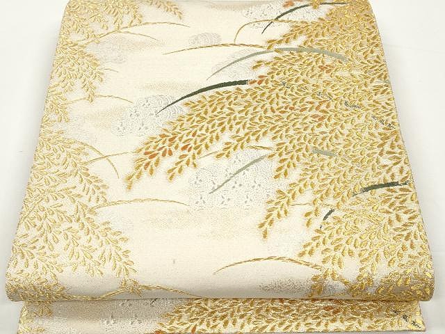 平和屋着物●極上　西陣　皇室総理大臣献上作家　青木兄弟　両面　全通柄袋帯　米百俵　金銀糸　正絹　逸品　未使用　CAAX0789yk