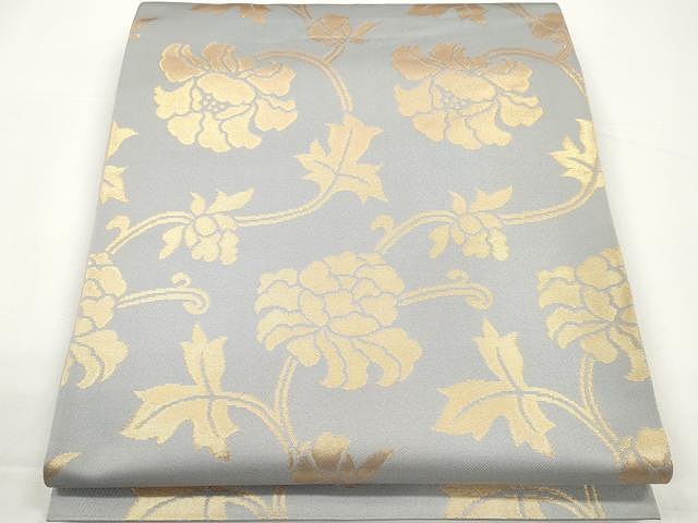 平和屋着物●織物一筋名門　織悦　全通柄本袋帯　枝花唐草文　金糸　正絹　逸品　CAAX0798yk