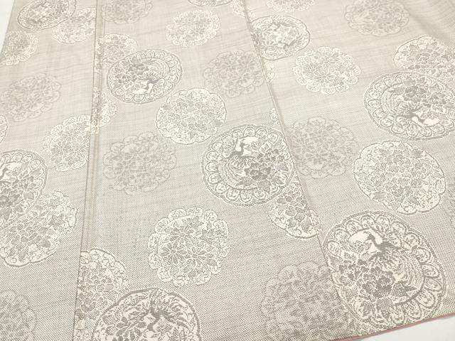 平和屋着物●本場大島紬　白大島　9マルキ　絵皿鳳凰草花文　正絹　逸品　CAAX0803vf 平和屋着物○本場大島紬 白大島 9マルキ 絵皿鳳凰草花文 正絹