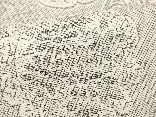 平和屋着物○本場大島紬 白大島 9マルキ 絵皿鳳凰草花文 正絹