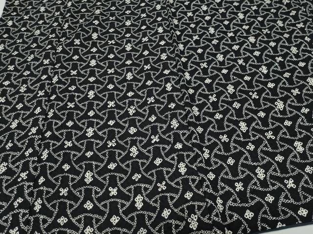 平和屋着物○上質な小紋 絞り 吉祥文 黒地 正絹 逸品 CAAX0816vf