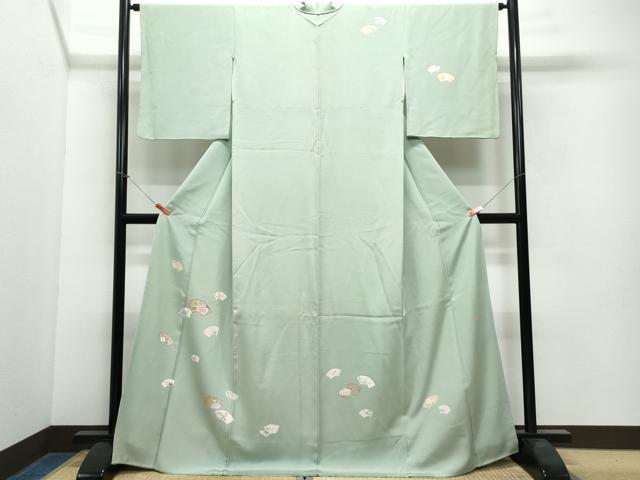 平和屋着物●訪問着　友禅　作家物　地紙草花文　正絹　逸品　CAAX0819vf