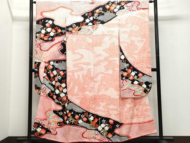 平和屋着物●豪華振袖　総絞り　枝松花文　金彩　正絹　逸品　CAAX0825vf