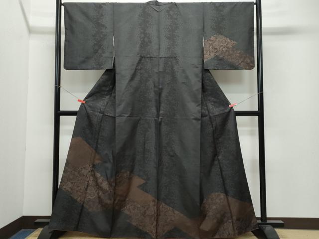 平和屋着物●訪問着　本場染大島紬　吉祥更紗花唐草文　黒地　正絹　逸品　CAAX0826vf