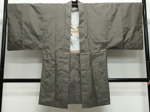 平和屋着物●男性　本場縞大島紬　アンサンブル　格子柄　井田織物謹製　証紙付き　正絹　逸品　CAAX0831vf 平和屋着物○男性 本場縞大島紬 アンサンブル 格子柄 井田織物謹製