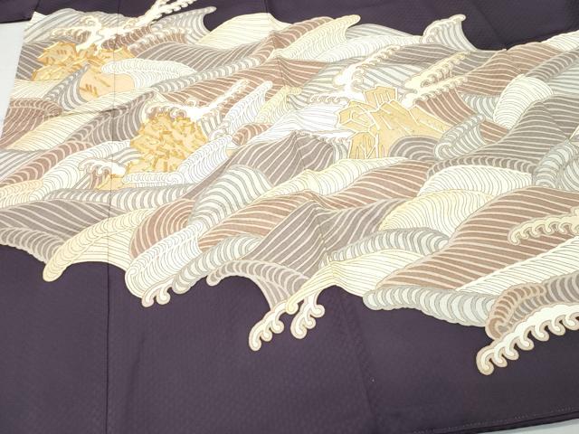 平和屋着物○豪華色留袖 長襦袢セット 駒刺繍 立波文 金彩 正絹 逸品