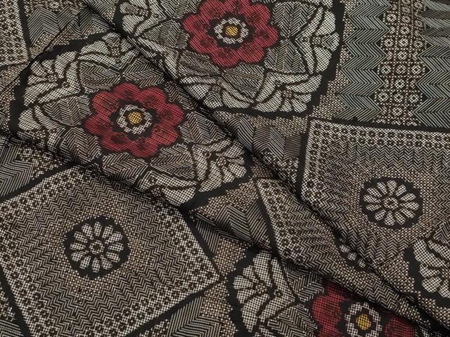 平和屋着物●本場大島紬　龍郷絣　正絹　逸品　CAAX0847vf