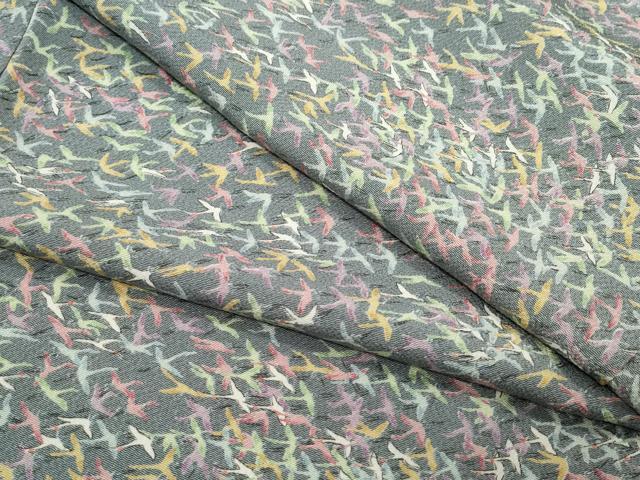平和屋着物●上質な小紋　飛鶴文　鬼しぼ縮緬　正絹　逸品　CAAX0861vf