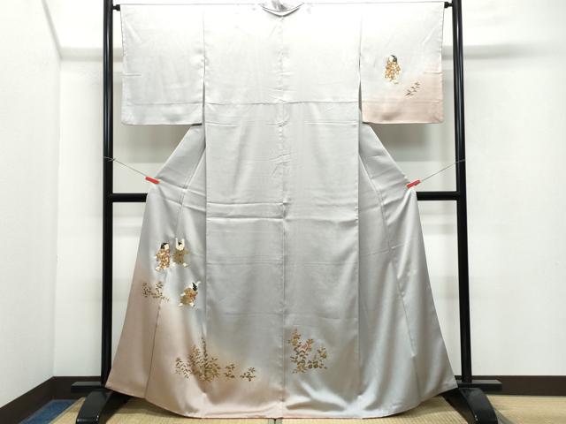 平和屋着物●訪問着　作家物　童子遊び花文　金彩　正絹　逸品　CAAX0871vf