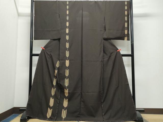 平和屋着物●訪問着　紬地　絞り　矢羽根文　仮絵羽　正絹　逸品　未使用　CAAX0878vf