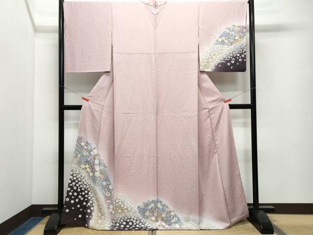 平和屋着物●訪問着　辻が花　暈し染め　銀通し地　正絹　逸品　CAAX0897vf