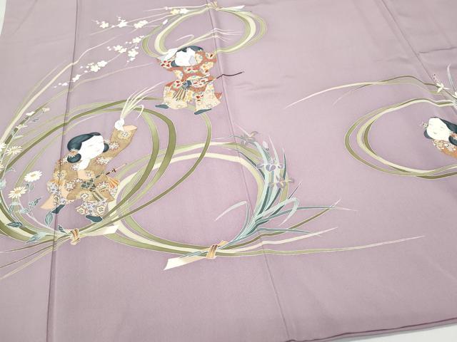 平和屋着物●訪問着　作家物　駒刺繍　人物草花文　金彩　正絹　逸品　CAAX0903vf 平和屋着物○訪問着 作家物 駒刺繍 人物草花文 金彩 正絹 逸品