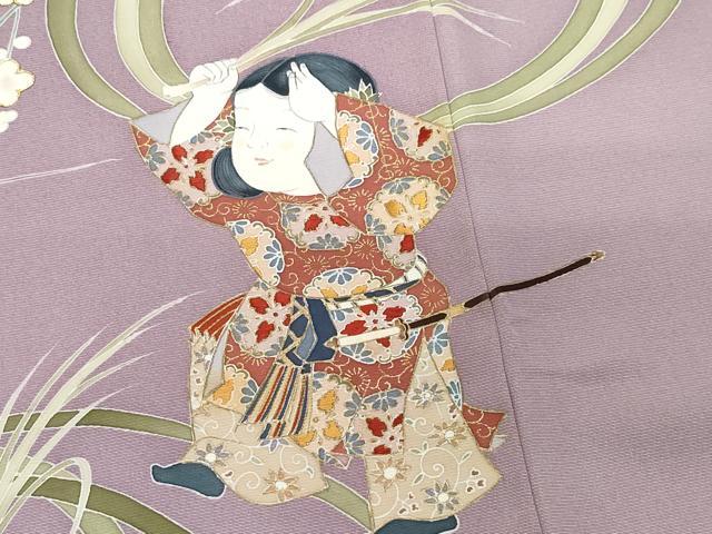 平和屋着物●訪問着　作家物　駒刺繍　人物草花文　金彩　正絹　逸品　CAAX0903vf 平和屋着物○訪問着 作家物 駒刺繍 人物草花文 金彩 正絹 逸品