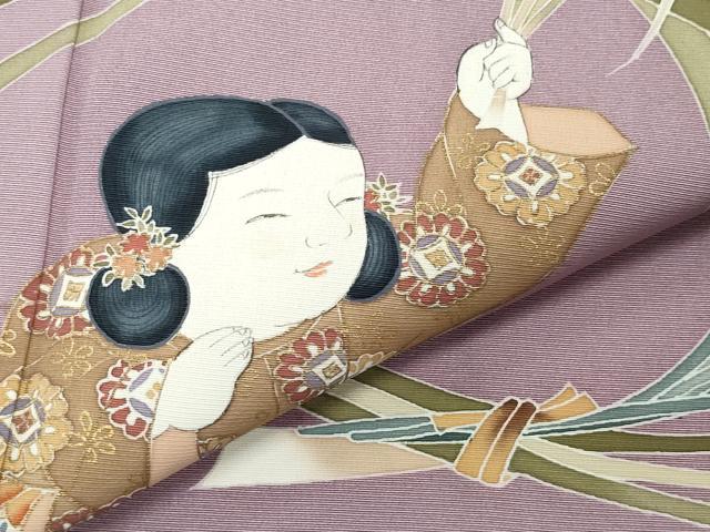 平和屋着物○訪問着 作家物 駒刺繍 人物草花文 金彩 正絹 逸品