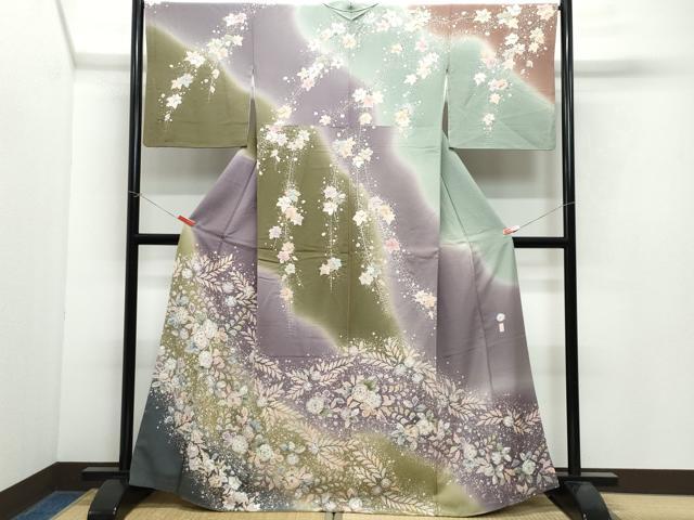 平和屋着物●越後十日町の一流染匠　桐屋・翠山工房　訪問着　絞り　辻が花　暈し染め　正絹　逸品　CAAX0916vf