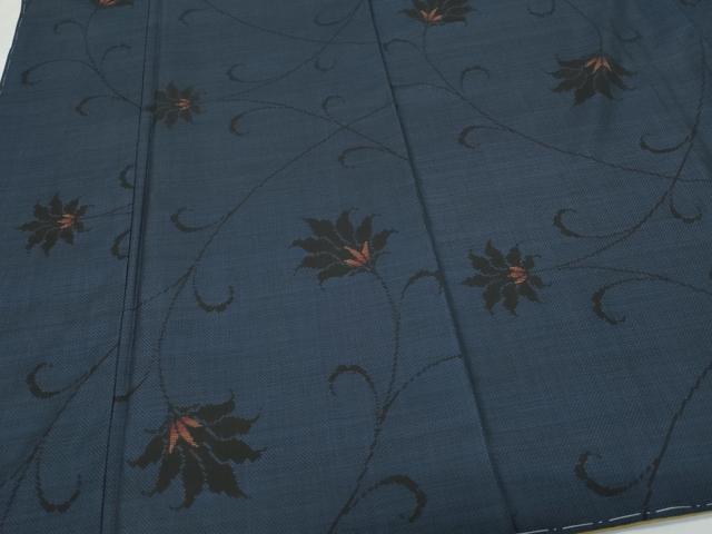 平和屋着物●本場大島紬　9マルキ　更紗花唐草文　正絹　逸品　CAAX0917vf 平和屋着物○本場大島紬 9マルキ 更紗花唐草文 正絹 逸品 CAAX0917vf 紬