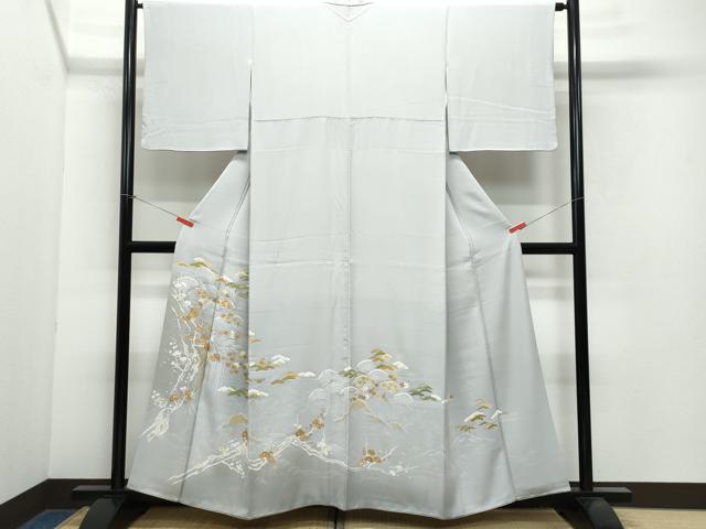 平和屋着物●創業460年・千總　訪問着　駒刺繍　松楓文　金彩　正絹　逸品　CAAX0949vf