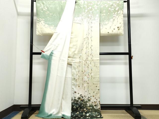 平和屋着物○訪問着 草花文 金銀彩 正絹 逸品 CAAX0952vf 付け下げ