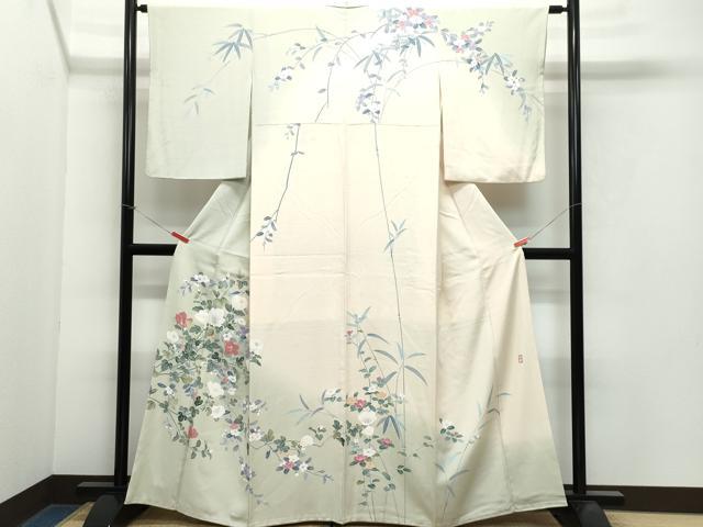 平和屋着物●訪問着　作家物　枝花文　正絹　逸品　CAAX0953vf