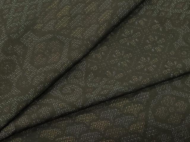 平和屋着物●結城紬　80亀甲　切嵌吉祥花文　正絹　逸品　CAAX0958vf