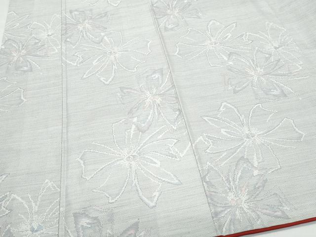 平和屋着物●本場大島紬　白大島　舞花文　大野織物謹製　証紙付き　正絹　逸品　CAAX1064vf 平和屋着物○本場大島紬 白大島 舞花文 大野織物謹製 証紙付き 正絹
