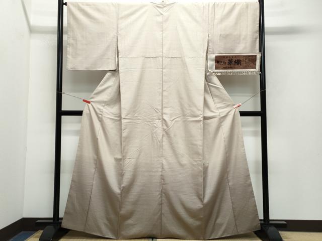 平和屋着物●訪問着　伝統工芸士　根津儀一　柿渋紬　華織　霞文　証紙付き　正絹　逸品　CAAX1073vf