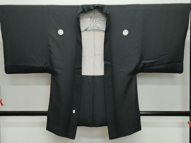 平和屋着物●男性　黒紋付　羽織セット　正絹　逸品　CAAX1077vf 平和屋着物○男性 黒紋付 羽織セット 正絹 逸品 CAAX1077vf