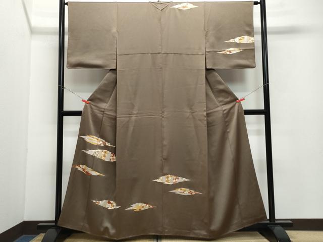 平和屋着物●銀座きしや　訪問着　駒刺繍　楓花文　金彩　正絹　逸品　CAAX1081vf