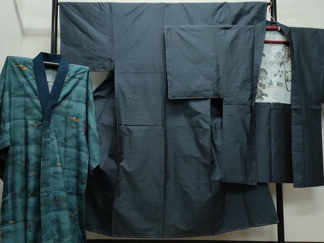 平和屋着物●男性　本場大島紬　アンサンブル・長襦袢セット　100亀甲　総詰め　正絹　逸品　CAAX1112vf