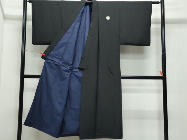 平和屋着物○男性 黒紋付 羽織セット 正絹 逸品 CAAX1113vf 