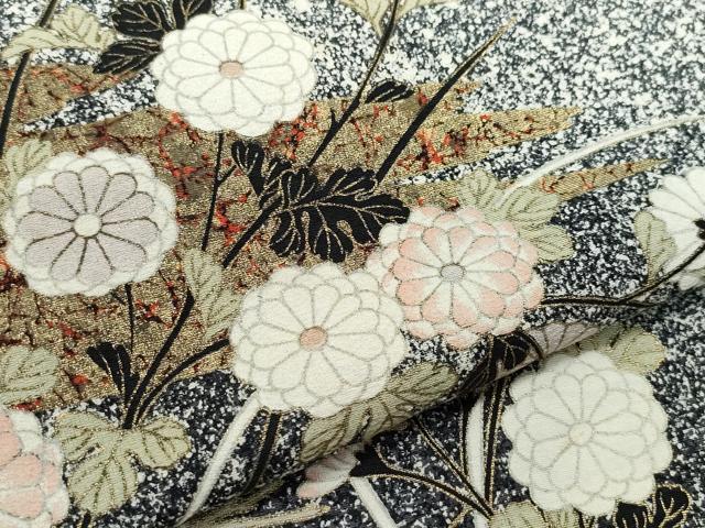 平和屋着物○訪問着 草花文 たたき染め 金彩 正絹 逸品 CAAX1174vf