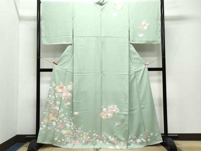 平和屋着物●訪問着　地紙草花文　金彩　正絹　逸品　未使用　CAAX1175vf