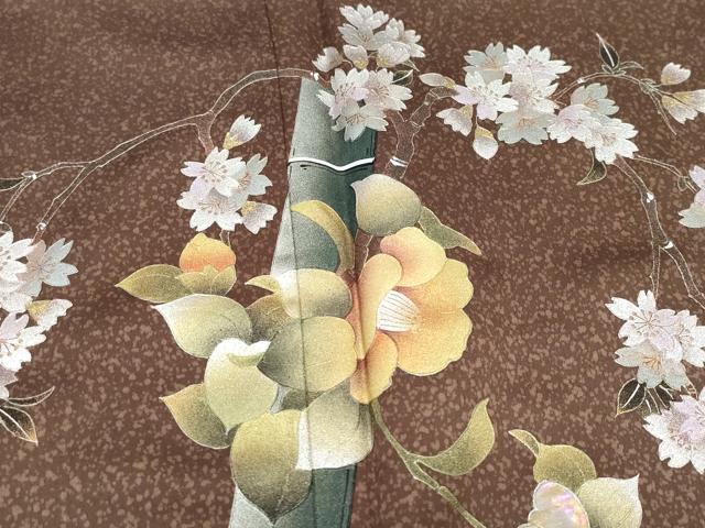 平和屋着物○訪問着 大月純 螺鈿 竹枝花文 金銀彩 さが美
