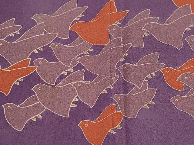 平和屋着物○人形作家・ホリヒロシ 訪問着 千鳥 吉祥丸文 正絹 逸品