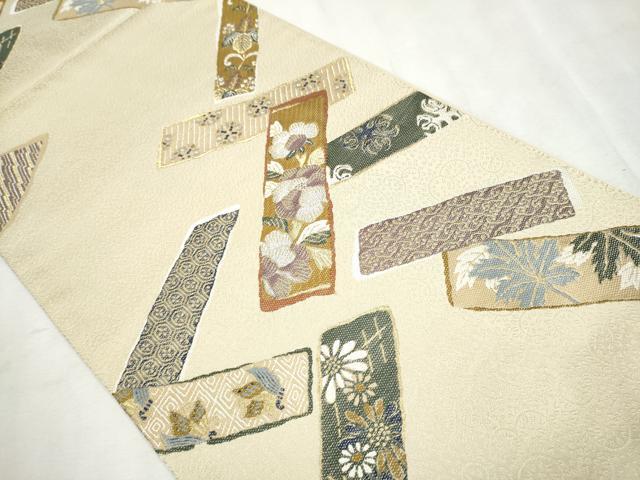 平和屋着物○六通柄袋帯 唐織 飛鶴草花丸文 金銀糸 正絹