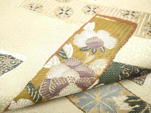 平和屋着物○六通柄袋帯 唐織 草花文 金糸 正絹 逸品 CAAR7949hy