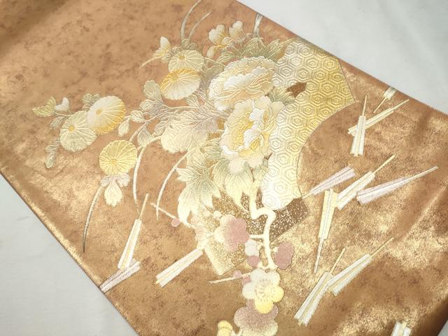 平和屋着物○金彩友禅 卓越技能者・名工・和田光正 太鼓柄袋帯 地