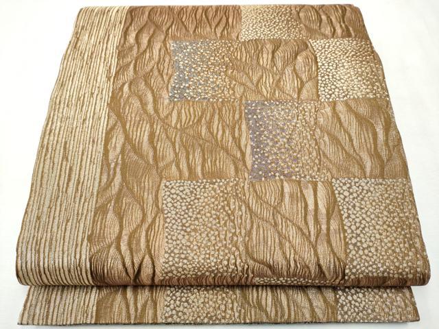 平和屋着物●両面　六通柄袋帯　市松霞文　金銀糸　正絹　逸品　未使用　CAAX1245hy