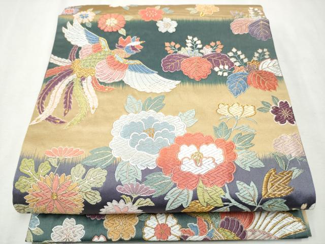 平和屋着物●両面　六通柄袋帯　唐織　本草木染　四季花瑞鳥文　金銀糸　正絹　逸品　CAAX1246hy