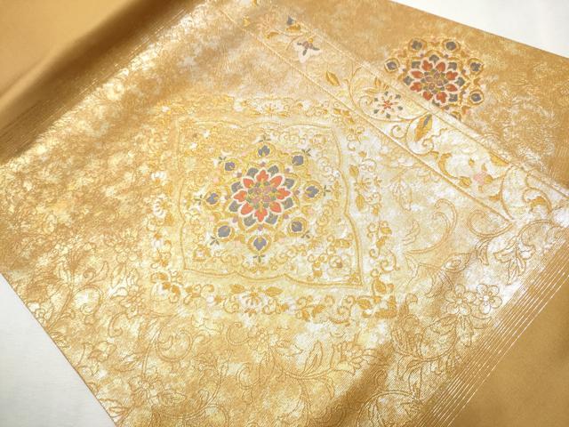 平和屋着物●九寸名古屋帯　正倉院花文　金糸　引箔　正絹　逸品　未使用　CAAX1260hy 平和屋着物○九寸名古屋帯 正倉院花文 金糸 引箔 正絹