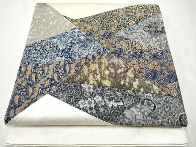 平和屋着物●太鼓柄袋帯　切嵌　更紗花唐草文　金彩　引箔　正絹　逸品　CAAX1293hy