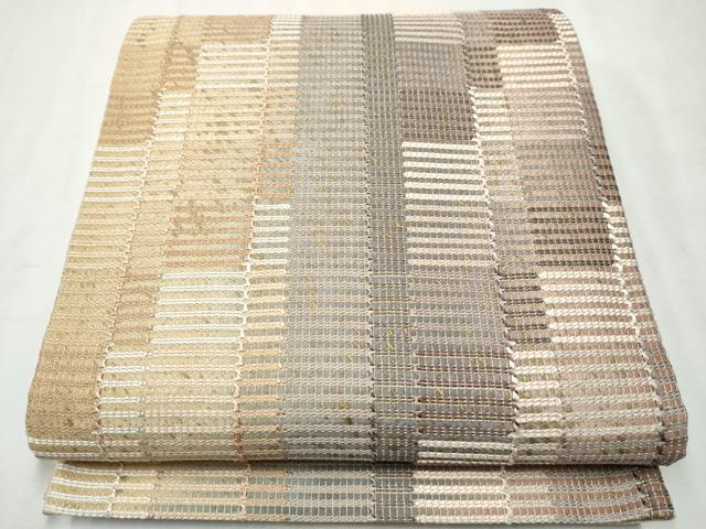 平和屋着物●六通柄袋帯　変わり市松文　金彩　正絹　逸品　CAAX1381hy