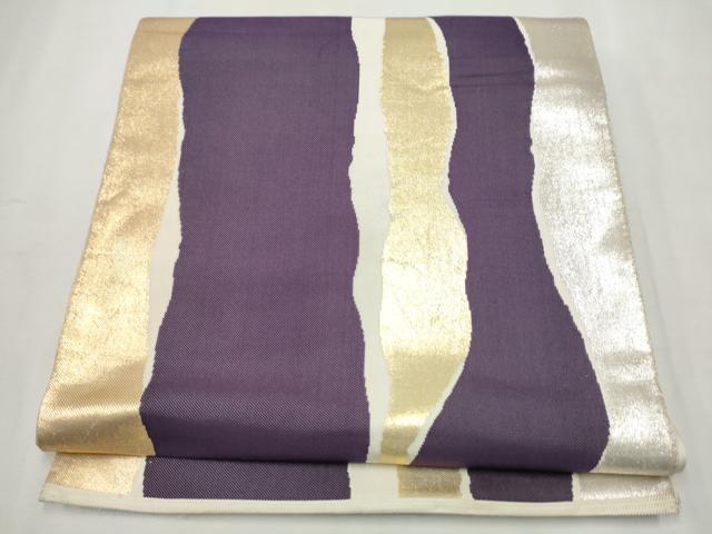 平和屋着物●西陣　川島織物　六通柄　本袋帯　よろけ縞　金銀糸　正絹　逸品　CAAX1410hy