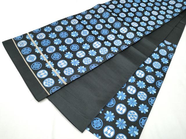平和屋着物○六通柄袋帯 吉祥花文 黒地 銀糸 正絹 逸品 CAAX1417hy